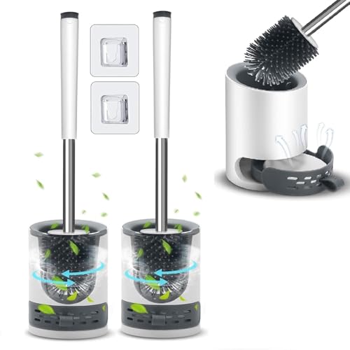 PINKTAIL Toilet Brush with Holder Stand | Quick Drying Toilet Bowl Cleaner Brush | Bathroom Pot, Commode & Tile Cleaning Scrubber Set (GG-RT2)