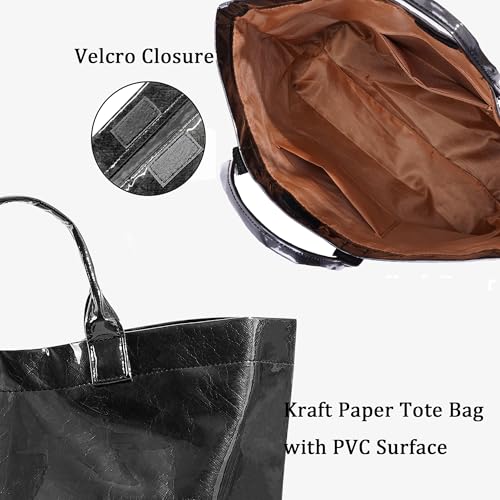 Image of Lushandy PVC Tote Bag Women's Letters Print Hobo Handbag 14L Waterproof Plastic Tote Purse for Work, Beach, Shopping