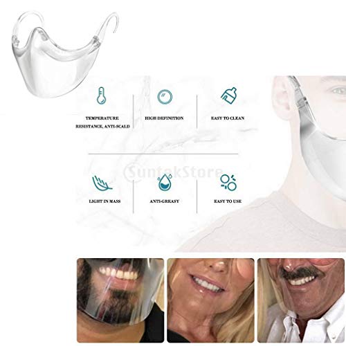 homozy Máscara durável escudo facial combinar máscara facial clara reutilizável, escudo transparente