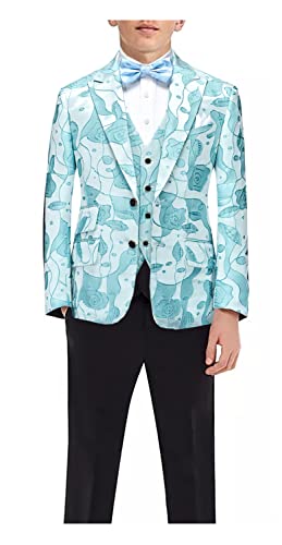 Gwenhwyfar Boys 4 Pieces Suits Slim Fit Outfits Vest Sets Blue Formal Dresswear for Boy