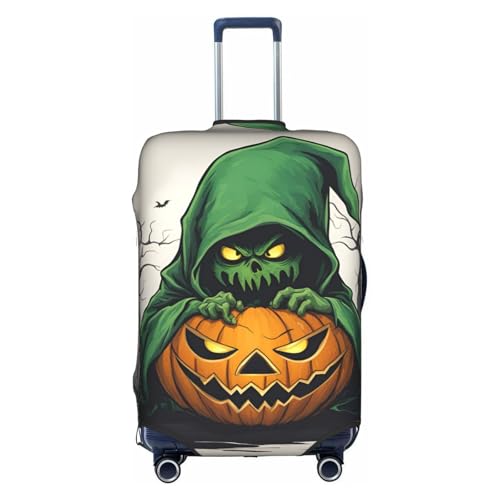 Green Ghost Horror Halloween Pumpkin 1 Tsa Approved Luggage Cover For 18-32 Inch Suitcases Scratch-Resistant Stretch Luggage Cover
