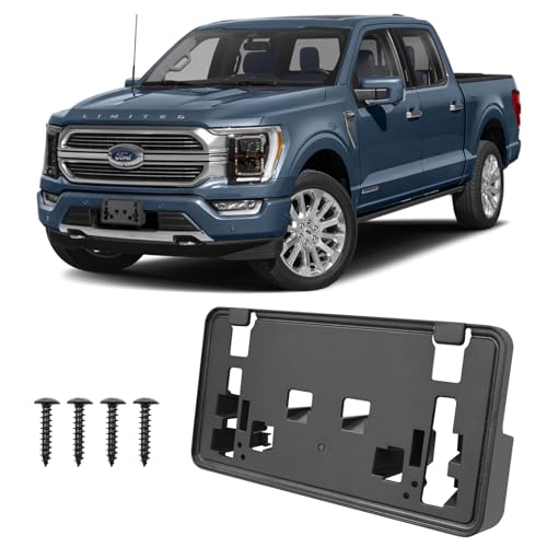 Front License Plate Frame for F150 2021-2023 2.7L 3.0L 3.5L V6 Licence Plate Holder fits Perfectly with Curvature of Front Bumper F150 License Plate Frame Replace OE ML3Z17A385BB