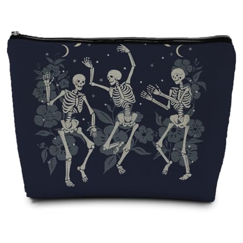 ignytiger Halloween Makeup Bag, Funny Dancing Skeleton Cosmetic Bag, Halloween Gifts for Women, Witchy Gifts, Witch Stuff, Dark Academia Makeup Pouch, Horror Makeup Bag
