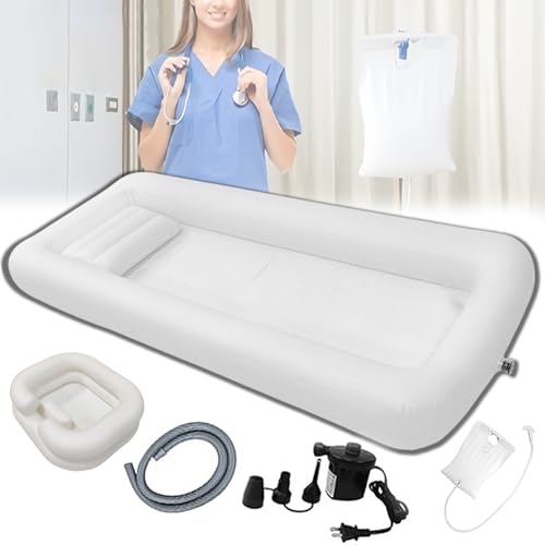 Dotauge Bañera Inflable portátil Kit de Ducha con Bomba Aire eléctrica for Personas Mayores con discapacidad en Cama(White)