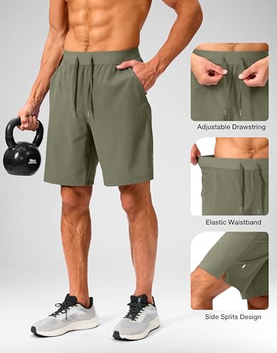 Image of Soothfeel Men's Running Shorts with Zipper Pockets 9 inch / 7 inch / 5 inch Quick Dry Eight Basketball Gym Workout Athletic Shorts