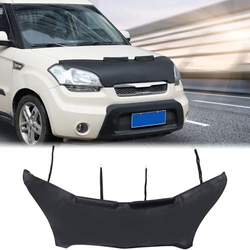 Aunginsy Car Hood Protector Bra Compatible with Kia Soul 2009-2013 Auto Front Engine Hood Cover Black Leather Protector Cover Half Hood Bonnet Bra Front Car...