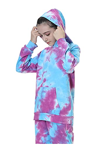 Image of Deeorla Little Boys Girls Cotton Tie Dye Hoodies Long Sleeve Pullover Sweatshirts for Big Kids 5-15Years