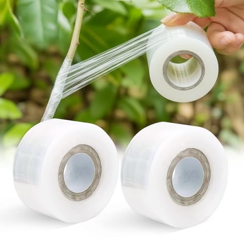 Cinta de Injerto Autoadhesiva, 2 Rollos 3cm X 200m Cinta Elástica de Injerto de Árbol, Película de Injerto Biodegradable, Herramientas de Jardinería para Plantas Árboles Frutales Flores Vivero