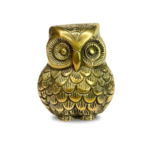 Image of Brass Owl Idol | Vastu Remedy for Wealth & Protection | Pure Brass Decorative Showpiece for Home, Office & Temple