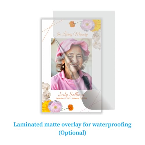 Photo Personalized Memorial Prayer Cards for Funeral,Custom Printed Memory Card,Celebration of Life Bereavement Poems.50pcs card