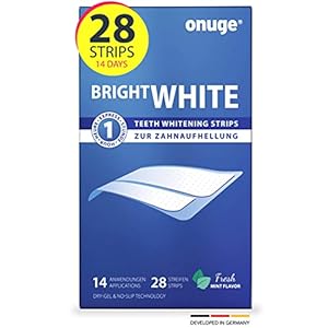 Onuge Bright White Teeth Whitening Strips – bleekstrips voor tandbleken – zonder peroxide – 28 strips voor 14 dagen