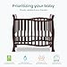Dream On Me Violet 4-in-1 Convertible Mini Baby Crib & Changer & Storage in Espresso, Pinewood, GreenGuard Gold & JPMA, 1” Mattress Pad, 3 Mattress Heights, Converts to Mini Day & Twin-Size Bed