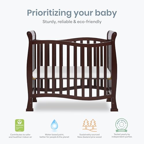 Dream On Me Violet 4-in-1 Convertible Mini Baby Crib in Espresso, Pinewood, 1” Mattress Pad, 3 Mattress Heights, Converts to Mini Day Bed & Twin-Size Bed, GreenGuard Gold & BSA Certified - image 5