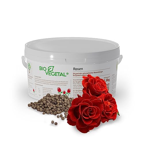 BioVegetal organisch-mineralischer Rosendünger mit Guano und natürlicher Langzeitwirkung durch Fixierung der Nährstoffe durch Ton-Humus-Komplex, 2,5 kg Eimer