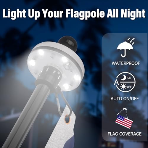 Mât de drapeau noir avec lampe solaire 1,8 m pour extérieur - 3