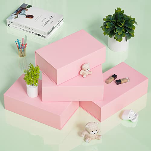 RYDDOY Pink Gift Box, 9.5x6x3'' Gift box for Presents with Lids Magnetic Closure Rectangle Collapsible for Bridesmaid Proposal Box, Wedding, Christmas, Halloween, Birthday Gift Packging