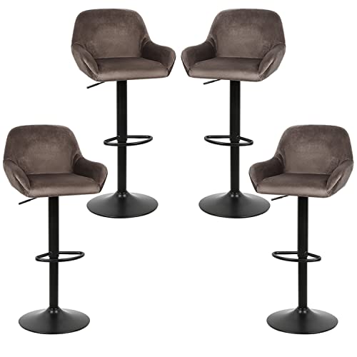 Taburetes de Bar x4, Silla de Bar con Respaldo x4, Carga MAX 130kg, Altura Ajustable, Giratorio, Cómodo, para Bar y Cocina Cover
