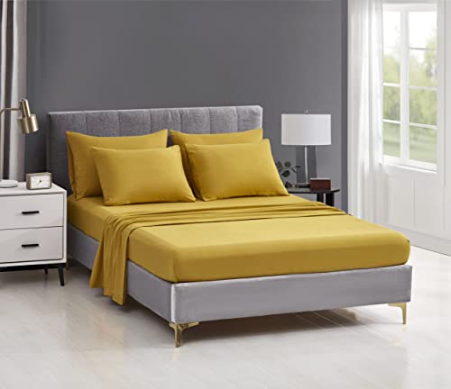 Chezmoi Collection Piper Full Bed In A Bag 7-Pieces Honeycomb Hexagon Quilted Soft Washed Double Brushed Microfiber Comforter With Sheets Lightweight All Season Bedding Set (Full, Mustard Yellow) #TOP3