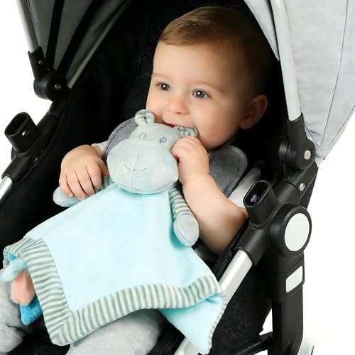 Image of CREVENT Cozy Plush Baby Security Blanket, Soft Animal Lovey for Baby Girls and Boys, Comfort Blanket, Birthday Gift - Hippo