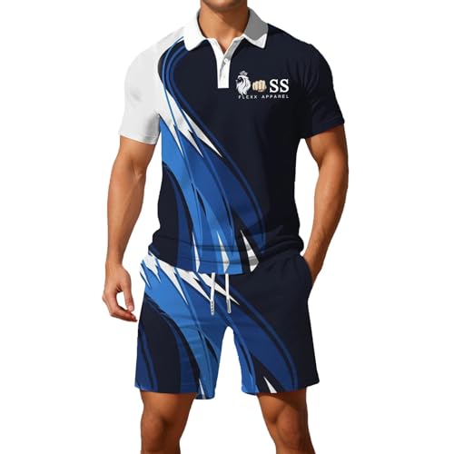 Survêtement homme 2 pièces en coton léger avec t-shirt et short coupe droite pour l'été