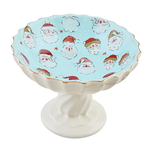 Mud Pie Pedestal Candy Dish, Santa, 4 1/2" x 5 1/2" dia by Mud Pie - Used condition - US$10.23