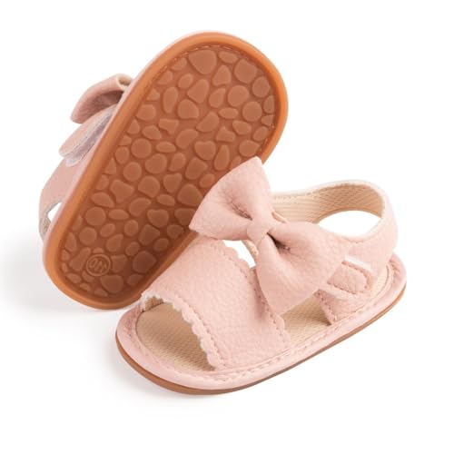 Image of Babelvit Infant Baby Girl Boy Sandals Comfort Premium Summer Outdoor Casual Beach Shoes with Flower Bowknot Anti Slip Rubber Sole Newborn Toddler Prewalker First Walking Shoes