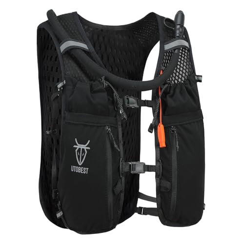UTOBEST 10L Running Hydration Vest – Lightweight Trail Running Vest for Women & Men, Adjustable Marathon Backpack for Running (Black with 2L Bladder, ML)