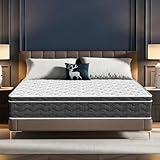 Puzdaz Queen Size 12 Inch Medium Firm Hybrid Mattress with Cooling Gel Memory Foam, CertiPUR-US Certified Mattress in a Box Pressure Relief Removable Cover No Fiberglass
