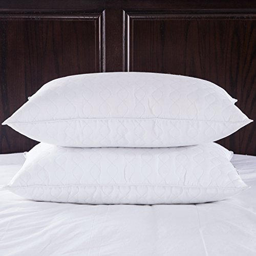 Puredown Quilted Goose Feather And Down Pillow, Set Of 2,White, King Size #TOP1