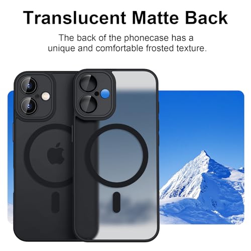 Image of Tobfit Magnetic Case for iPhone 16 Compatible with Mag Safe, Translucent Matte Back Slim Shockproof Phone Cover for iPhone 16