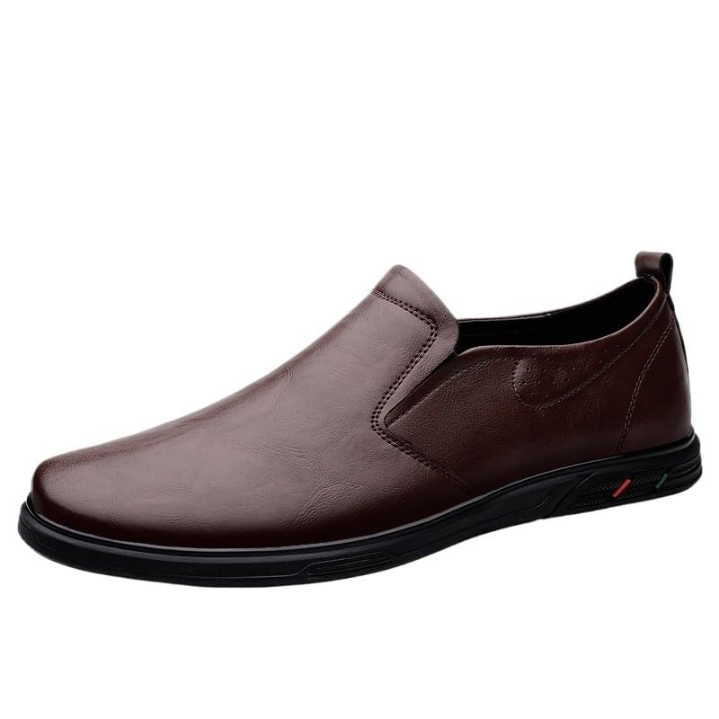 Mens Formal Oxford Shoes Fashion Outdoor Uniform Slip On Plain Toe Party Wedding Non Slip Rubber Sole Low Top Classic Top-Grain Leather