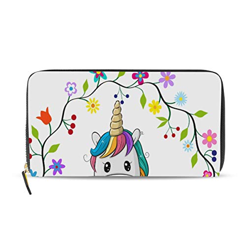 Portefeuille en cuir pour femme avec gravure licorne de prestige