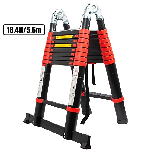 Beetro 18.4Ft Aluminum Telescoping Ladder, A Type Portable Telescopic Extension Ladder For Outdoor Working, Household Use And More, 330Lb Capacity, More Durable And Safer With Balance Rod #TOP7