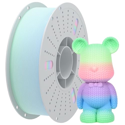 PINBALL Matte Rainbow PLA 3D Printer Filament 1.75mm Multi-Color Changing Filament 3D Printing PLA Filament Dimensional Accuracy +/- 0.02mm 1 KG Matte Rainbow