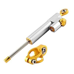Amortisseur de Direction de Moto, Alliage d’aluminium Universel Contrôle de sécurité de stabilisateur d’amortisseur de Moto(Argent)