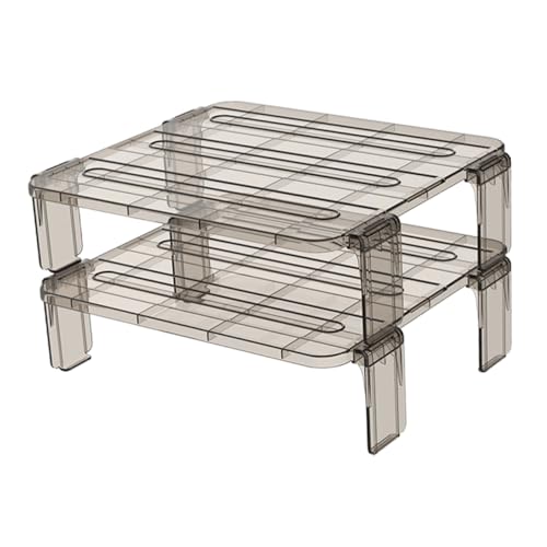 STOBAZA 2 piezas Estantes Apilables para Frigorífico Organizadores de Almacenamiento Resistentes de Plástico Transparente para Frutas y Condimentos para Cocina y Despensa