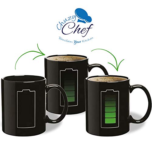 Heat Changing Sensitive Funny Mug - Cool Coffee & Tea Unique Magic Color Changing Cup 12 oz Battery Charging Design Drinkware Ceramic Mugs Cute Birthday Christmas Gift Idea for Mom Dad Women & Men - Thumbnail 3