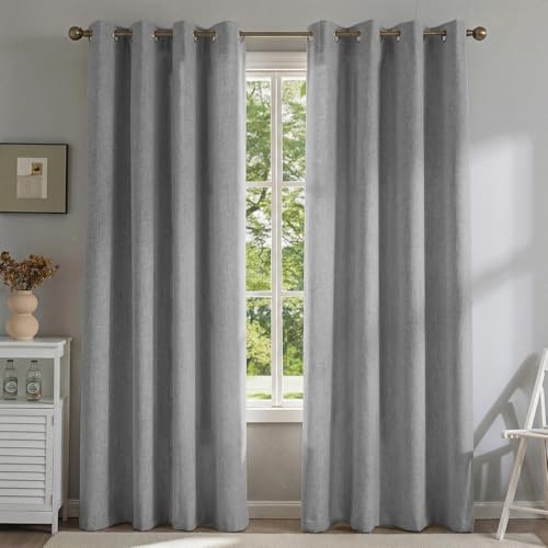 DrapeMaster LightGrey Linen Curtains 96 Inch 2 Panels