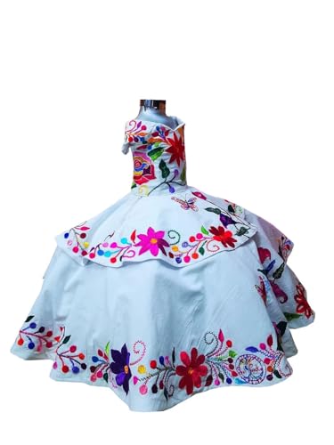 Flower Embroidered Mini Quinceanera Dresses Little Girls Square Neckline Cap Sleeves Pageant Dress 20253