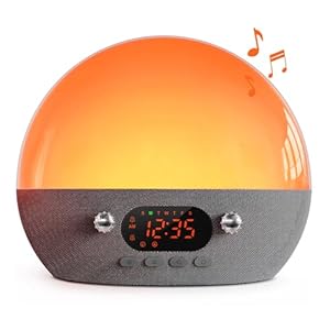 Wake Up Light, Sunrise Alarm Clock with Dual Alarm, Sunset Simulation, White Noise Sleep Sounds Machine, Bluetooth Speaker Sound Machine for Heavy Sleepers