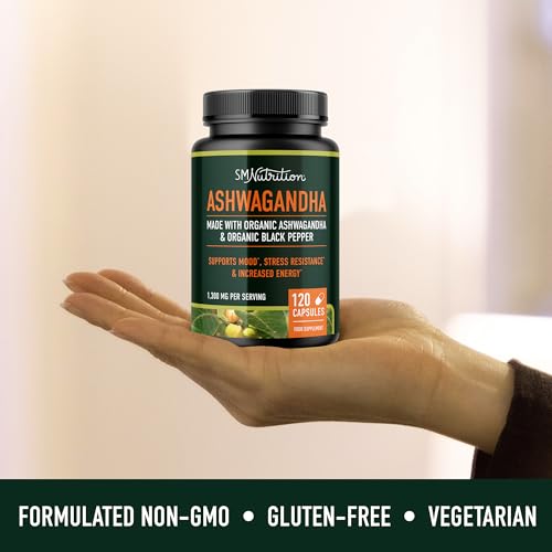 Ashwagandha 1300mg | Ashwagandha Root Powder & Black Pepper Extract | High Absorption Adaptogen for Stress Relief, Mood & Thyroid Support | Vegetarian, Gluten-Free | 120 Capsules, 2-Month Supply - Image 7