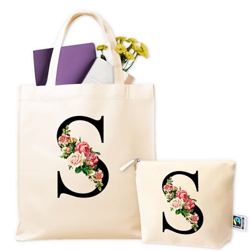 Bolsas de Tela Personalizadas - Tote Bag Personalizada + Neceser - Bolsa Tela Personalizada Mujer - Regalos Personalizados - Regalo Original Mujer - Bolsa Compra Reutilizable (S)