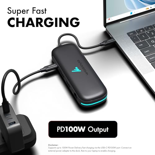 Image of Type C 8 in 1 Wozoyo Docking Station with Dual USB 5Gbps, Dual 4K HDMI,Gigabit Ethernet,SD & TF Card Reader, PD 100W,USB-C Hub,Universally Compatible with Thunderbolt 4, macOS, Windows, Android & iOS