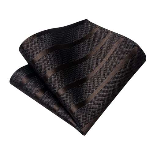 Image of DiBanGu Mens Tie Silk Plaid Striped Necktie and Pocket Square Cufflinks Tie Clip Set with Gift Box Formal Wedding Party