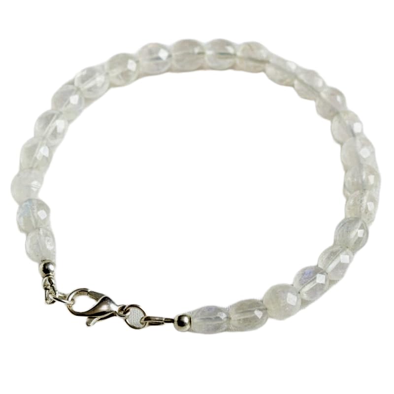 Bracelet pierre de lune blanche 6mm LKBEADS en gemme naturelle facettée 18cm