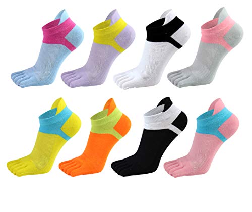 Women Toe Socks No Show Low Cut 5 Finger Cotton Mesh Wicking Athletic 8 Pack