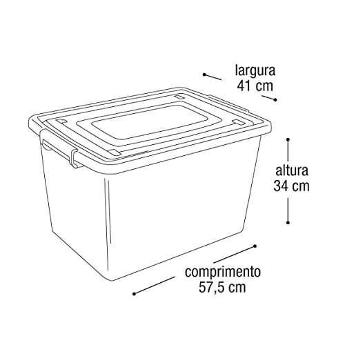 CAIXA ORGANIZADORA C/TAMPA PRETA 56 LTS - TRAVA PRATA