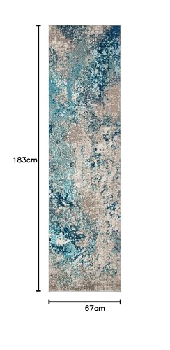 Safavieh Boho Rug for Living Room Dining Room, Bedroom - Madison Collection Short Pile, Blue and Grey, 76 x 183 cm - Image 2