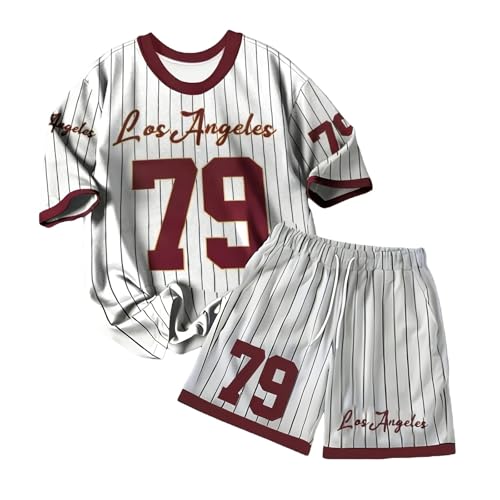 Ensemble Homme Femme Rayé Style LA Baseball pour Vos Sorties Urbaines et Jours de Détente