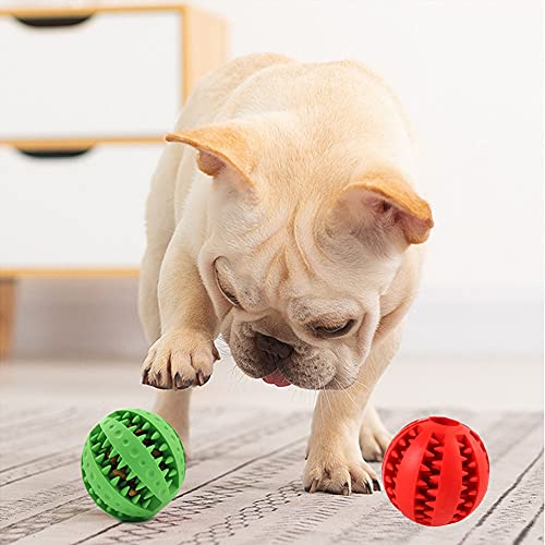 OUOQI Hundespielzeug Ball,2er Pack Kauspielzeug aus Naturkautschuk,Hundeball mit Zahnpflege-Funktion,Naturgummi Hund Feeder Ball,Bissfestes Hundespielzeug,Für kleine Hunde (5cm)